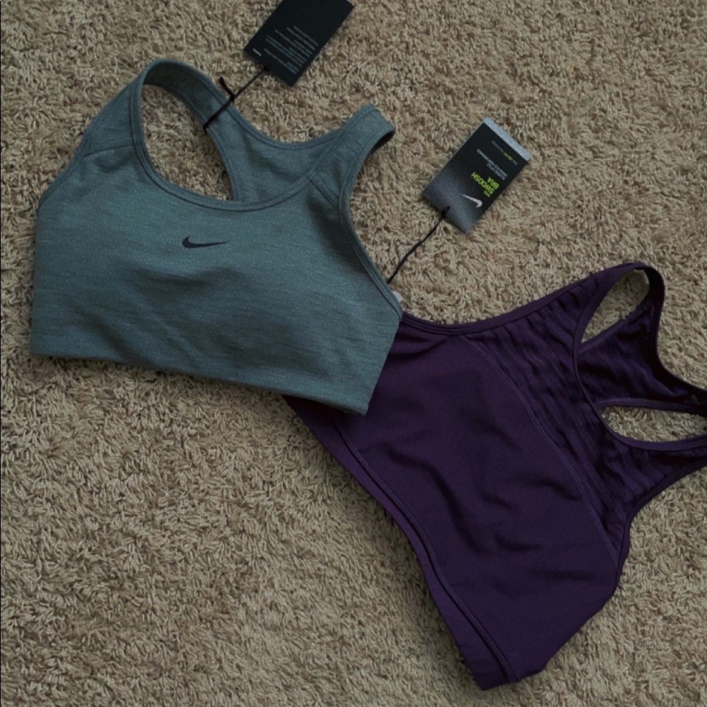 sport bras • Nike • size small • colors grey and purple